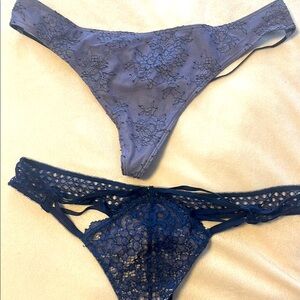 Lace Intimates Set in Blue and Gray Victorias Secret lot of 2 thing panties nwot